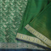 Sanskriti Vintage Green Sarees Pure Silk Woven Brocade Banarasi Sari 5+yd Sustainable Fabric