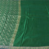 Sanskriti Vintage Green Sarees Pure Silk Woven Brocade Banarasi Sari 5+yd Sustainable Fabric