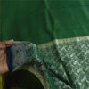 Sanskriti Vintage Green Sarees Pure Silk Woven Brocade Banarasi Sari 5+yd Sustainable Fabric