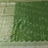 Sanskriti Vintage Green Sarees Pure Satin Silk Brocade Woven Sari Craft Sustainable Fabric
