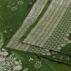 Sanskriti Vintage Green Sarees Pure Satin Silk Brocade Woven Sari Craft Sustainable Fabric