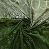Sanskriti Vintage Green Sarees Pure Satin Silk Brocade Woven Sari Craft Sustainable Fabric