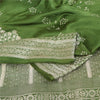Sanskriti Vintage Green Sarees Pure Satin Silk Brocade Woven Sari Craft Sustainable Fabric
