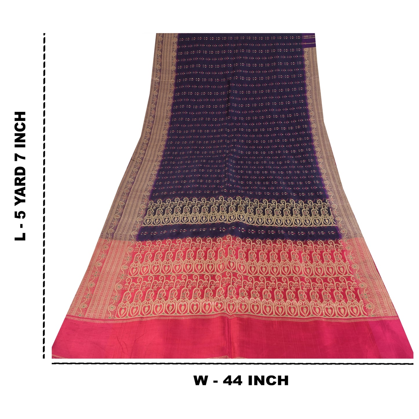 Sanskriti Vintage Blue Sarees Pure Satin Silk Woven Brocade Sari Craft Sustainable Fabric