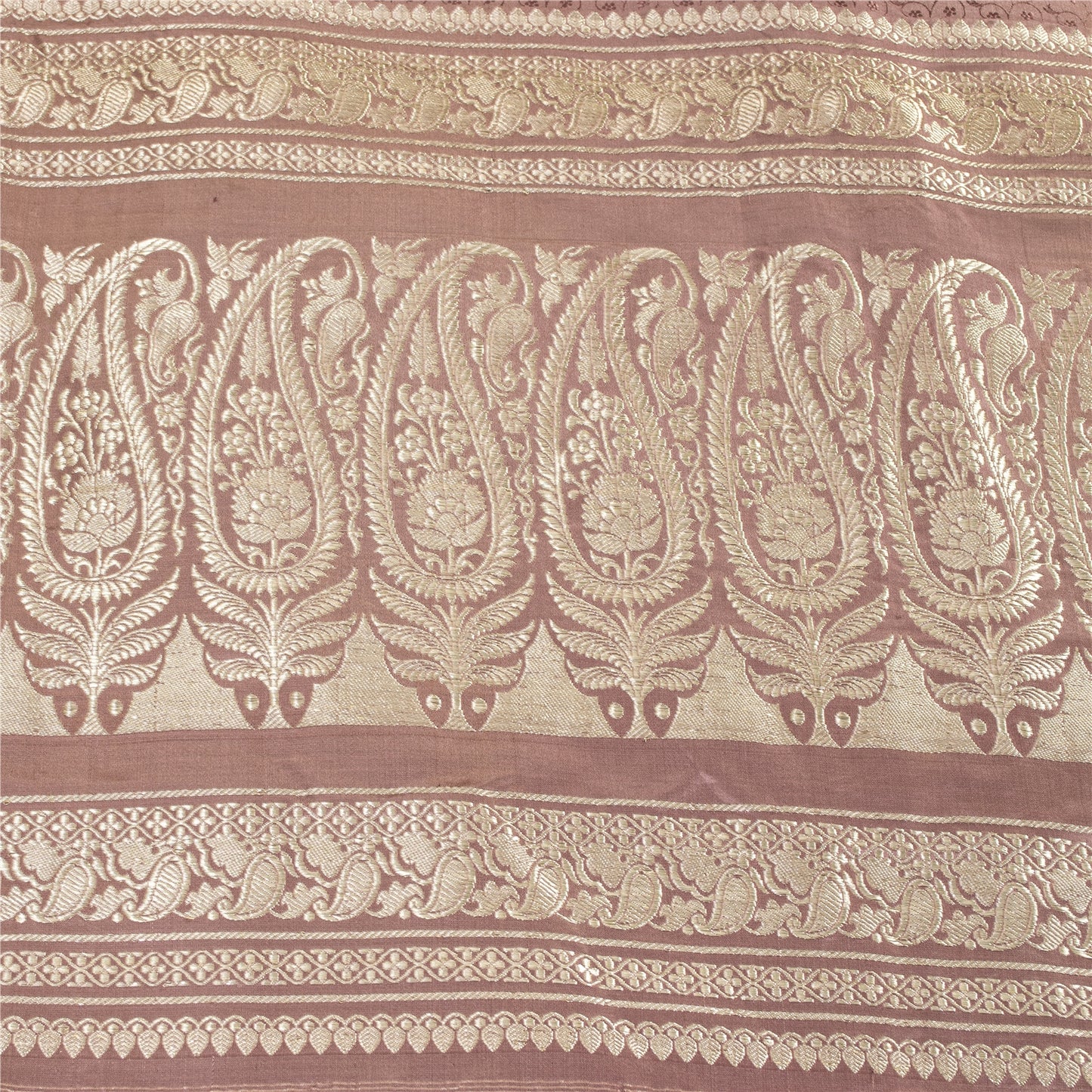 Sanskriti Vintage Sarees Banarasi Brocade Zari Woven Pure Satin Sari 5+yd Fabric