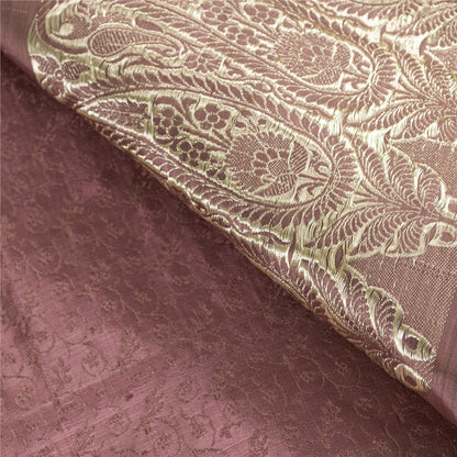 Sanskriti Vintage Sarees Banarasi Brocade Zari Woven Pure Satin Sari 5+yd Fabric