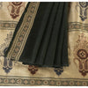 Sanskriti Vintage Sarees Black Banarasi Brocade Woven Pure Satin Sari 5+ydFabric