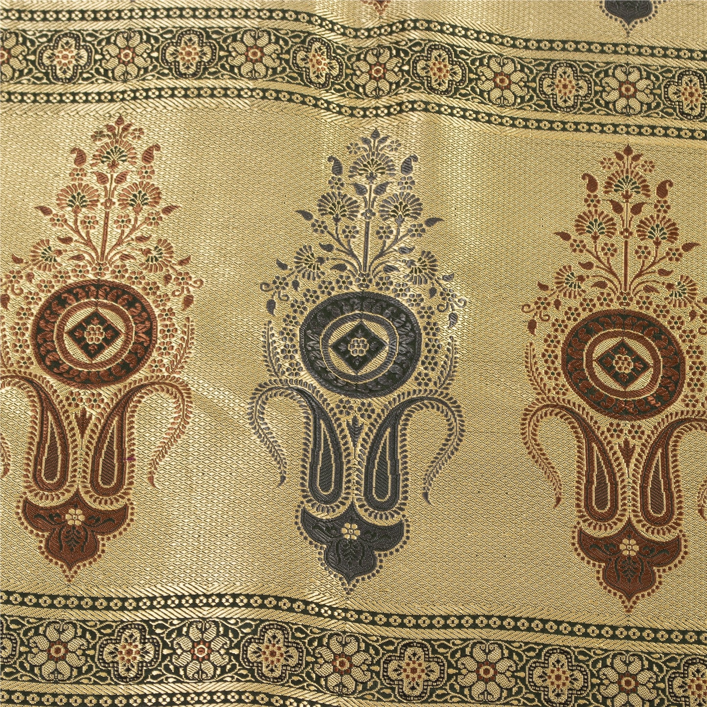 Sanskriti Vintage Sarees Black Banarasi Brocade Woven Pure Satin Sari 5+ydFabric