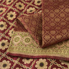 Sanskriti Vintage Sarees Red Banarasi Brocade Woven Pure Satin Sari 5+Yd Fabric