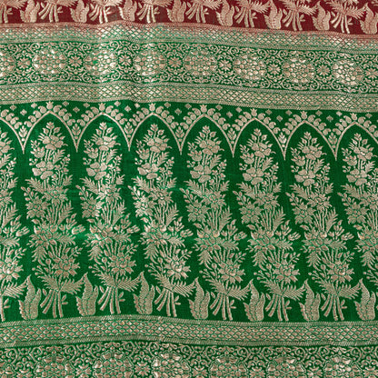 Sanskriti Vintage Soft Red Pure Silk Saree Banarasi Brocade Zari Hand-Woven 5+YD