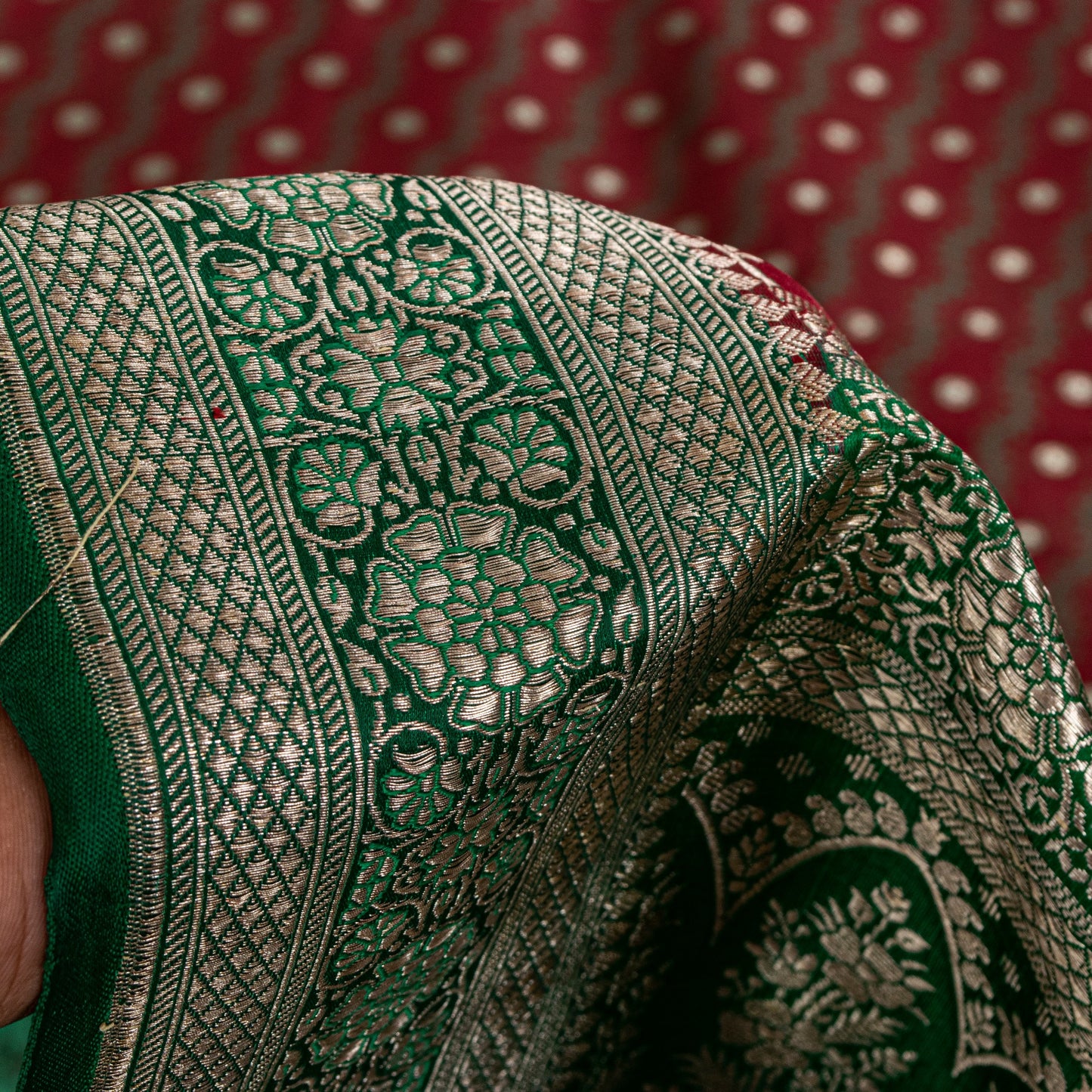 Sanskriti Vintage Soft Red Pure Silk Saree Banarasi Brocade Zari Hand-Woven 5+YD