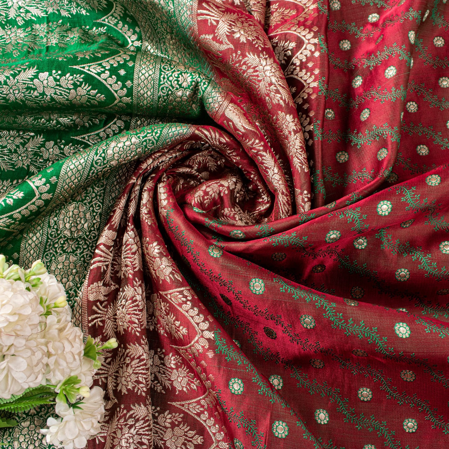 Sanskriti Vintage Soft Red Pure Silk Saree Banarasi Brocade Zari Hand-Woven 5+YD