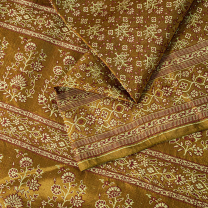 Sanskriti Vintage Mustard Pure Silk Saree Woven Motifs 5Yd Soft Sari