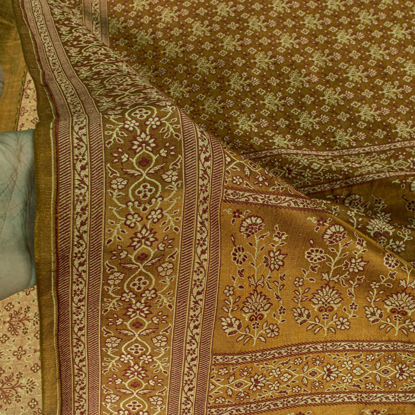Sanskriti Vintage Mustard Pure Silk Saree Woven Motifs 5Yd Soft Sari