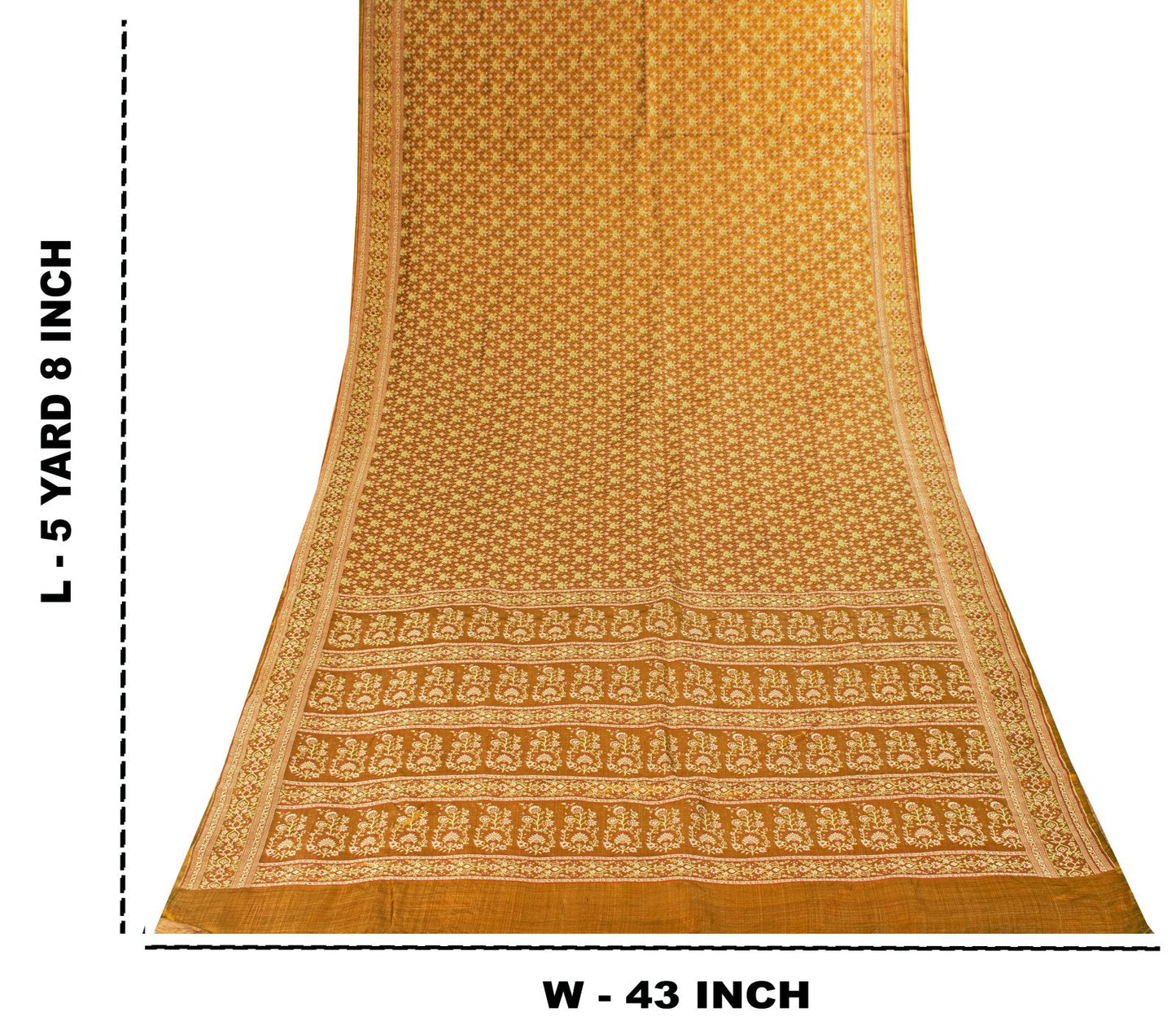 Sanskriti Vintage Mustard Pure Silk Saree Woven Motifs 5Yd Soft Sari