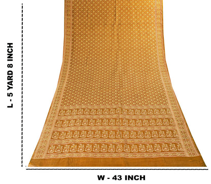 Sanskriti Vintage Mustard Pure Silk Saree Woven Motifs 5Yd Soft Sari