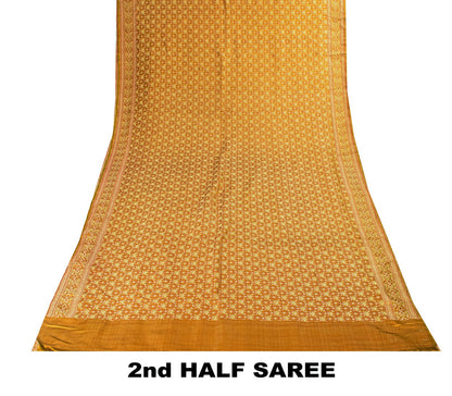 Sanskriti Vintage Mustard Pure Silk Saree Woven Motifs 5Yd Soft Sari