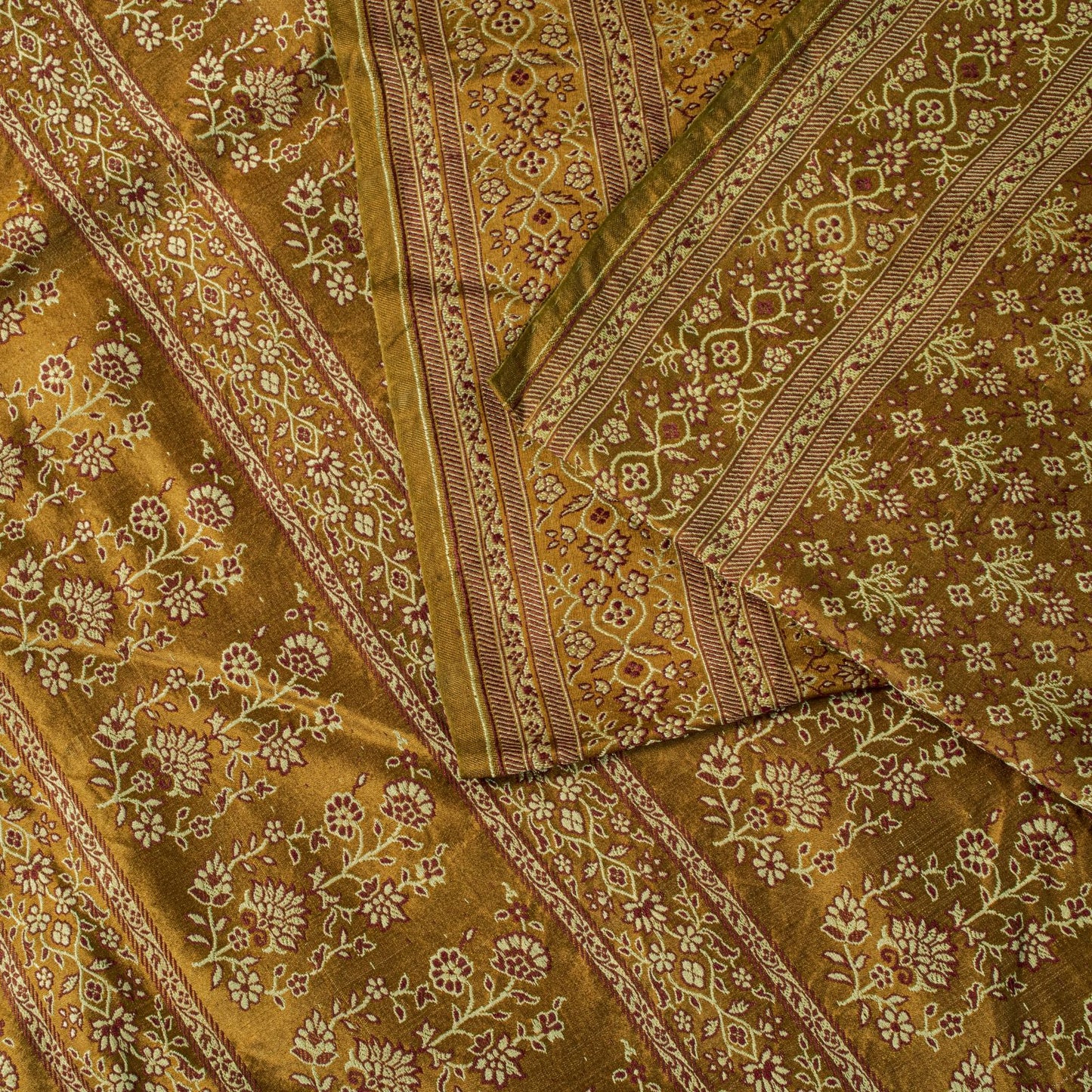 Sanskriti Vintage Mustard Pure Silk Saree Woven Motifs 5Yd Soft Sari