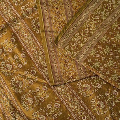 Sanskriti Vintage Mustard Pure Silk Saree Woven Motifs 5Yd Soft Sari