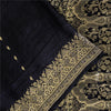 Sanskriti Vintage Black Pure Satin Sarees Banarasi Brocade Zari Woven 5 YD Sari