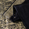 Sanskriti Vintage Black Pure Satin Sarees Banarasi Brocade Zari Woven 5 YD Sari