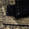 Sanskriti Vintage Black Pure Satin Sarees Banarasi Brocade Zari Woven 5 YD Sari