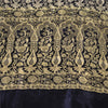 Sanskriti Vintage Black Pure Satin Sarees Banarasi Brocade Zari Woven 5 YD Sari