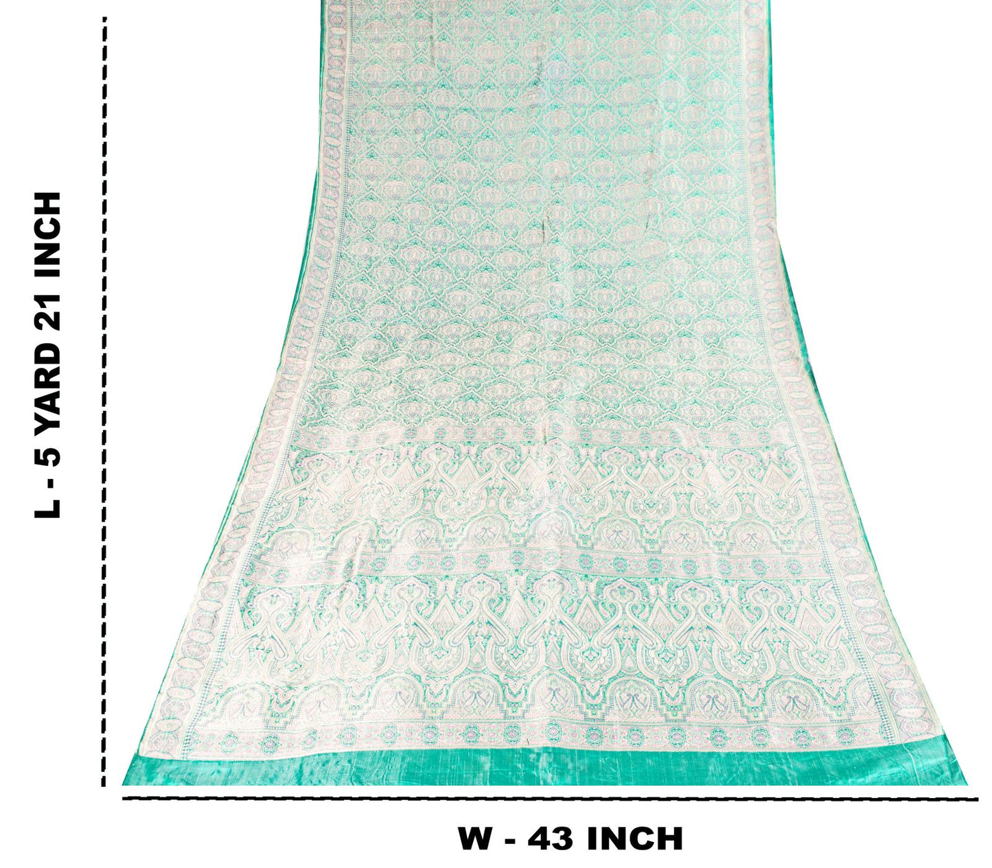 Sanskriti Vintage Green Pure Satin Saree Banarasi Brocade Tanchoi Handwoven Sari