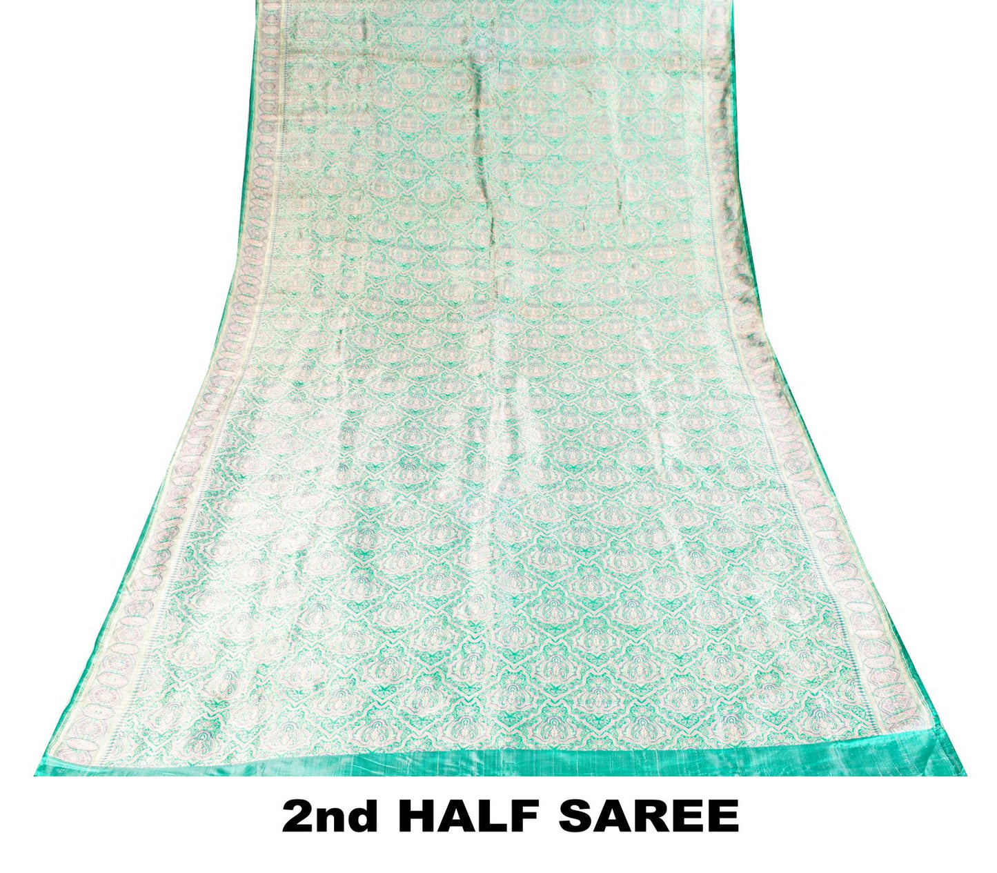 Sanskriti Vintage Green Pure Satin Saree Banarasi Brocade Tanchoi Handwoven Sari