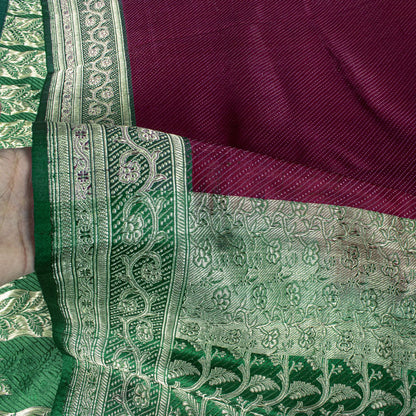 Sanskriti Vintage Red Pure Satin Saree Banarasi Brocade Zari HandWoven 5+YD Sari