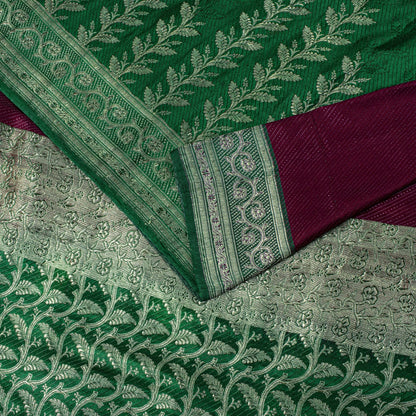 Sanskriti Vintage Red Pure Satin Saree Banarasi Brocade Zari HandWoven 5+YD Sari