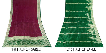 Sanskriti Vintage Red Pure Satin Saree Banarasi Brocade Zari HandWoven 5+YD Sari