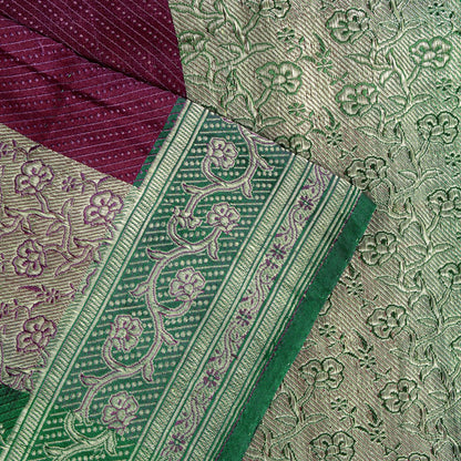 Sanskriti Vintage Red Pure Satin Saree Banarasi Brocade Zari HandWoven 5+YD Sari