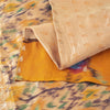 Sanskriti Vintage Sarees Ivory Brocade Zari & Ikat Woven Pure Silk Sari Fabric