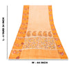 Sanskriti Vintage Sarees Ivory Brocade Zari & Ikat Woven Pure Silk Sari Fabric