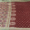 Sanskriti Vintage Sarees Red Banarasi Brocade Zari Woven Pure Silk Sari Fabric