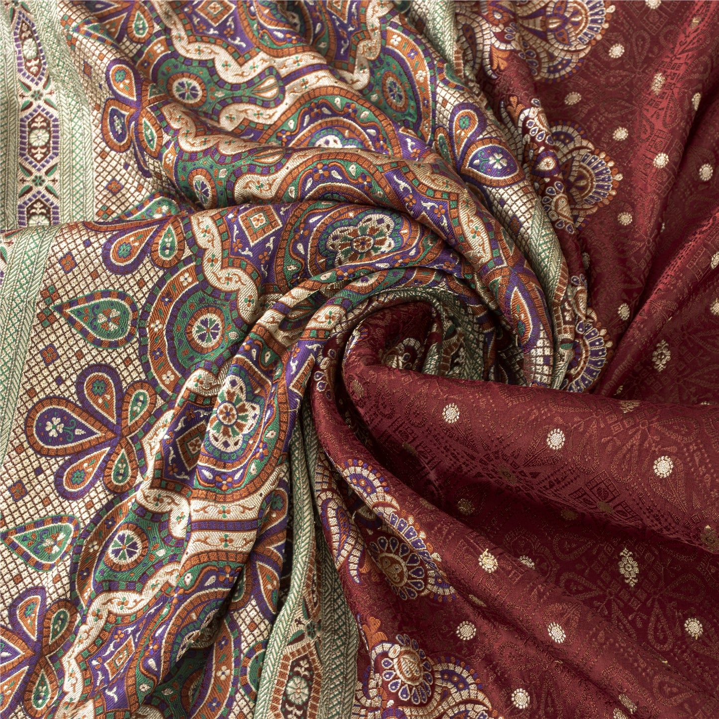 Sanskriti Vintage Sarees Red Banarasi Brocade Zari Woven Pure Silk Sari Fabric