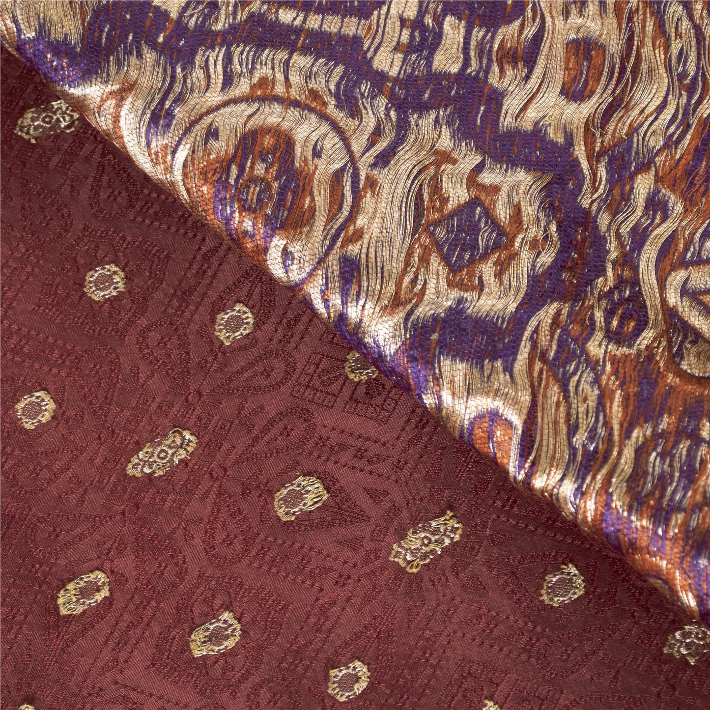 Sanskriti Vintage Sarees Red Banarasi Brocade Zari Woven Pure Silk Sari Fabric