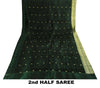 Sanskriti Vintage Saree Green Pure Satin Banarasi Brocade Zari Hand-Woven Sari