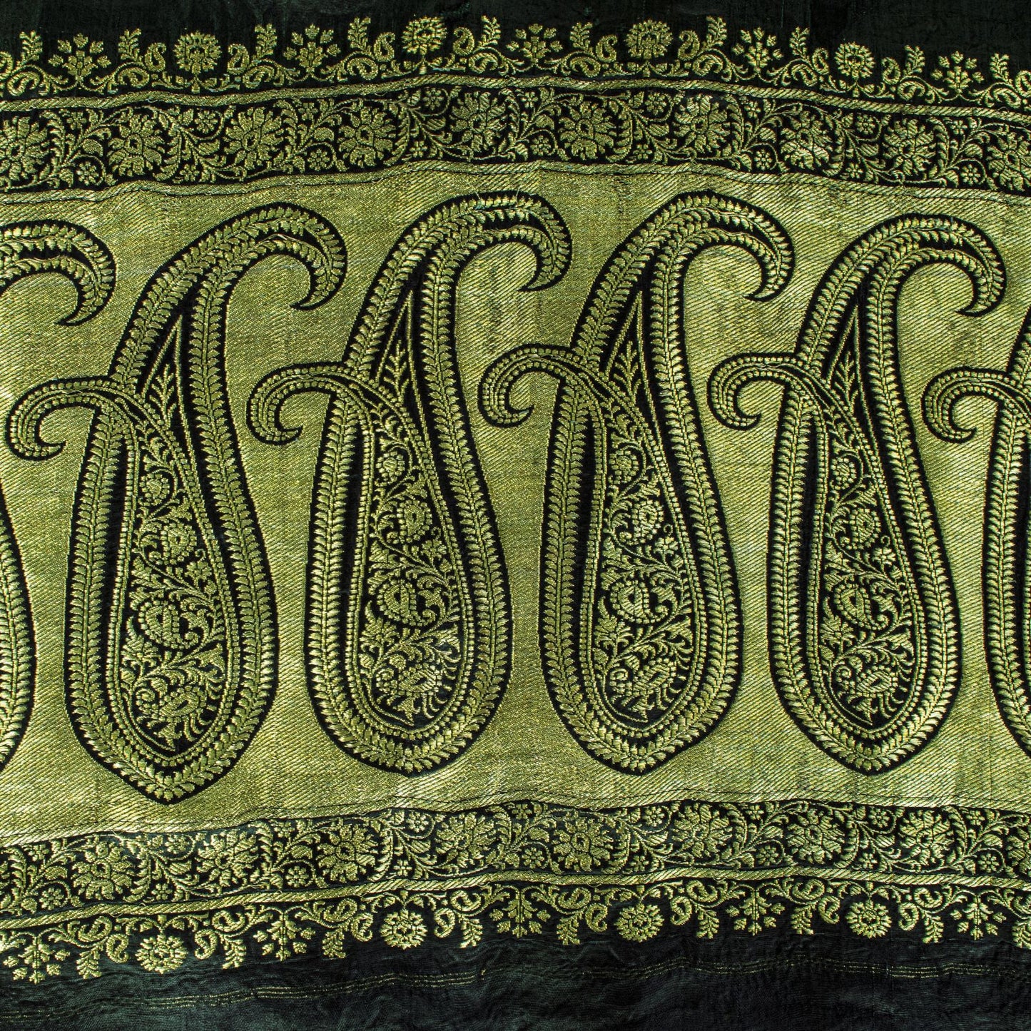 Sanskriti Vintage Saree Green Pure Satin Banarasi Brocade Zari Hand-Woven Sari