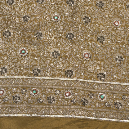 Sanskriti Vintage Sarees Banarasi Brocade Zari Woven Bead Blend Silk Sari Fabric