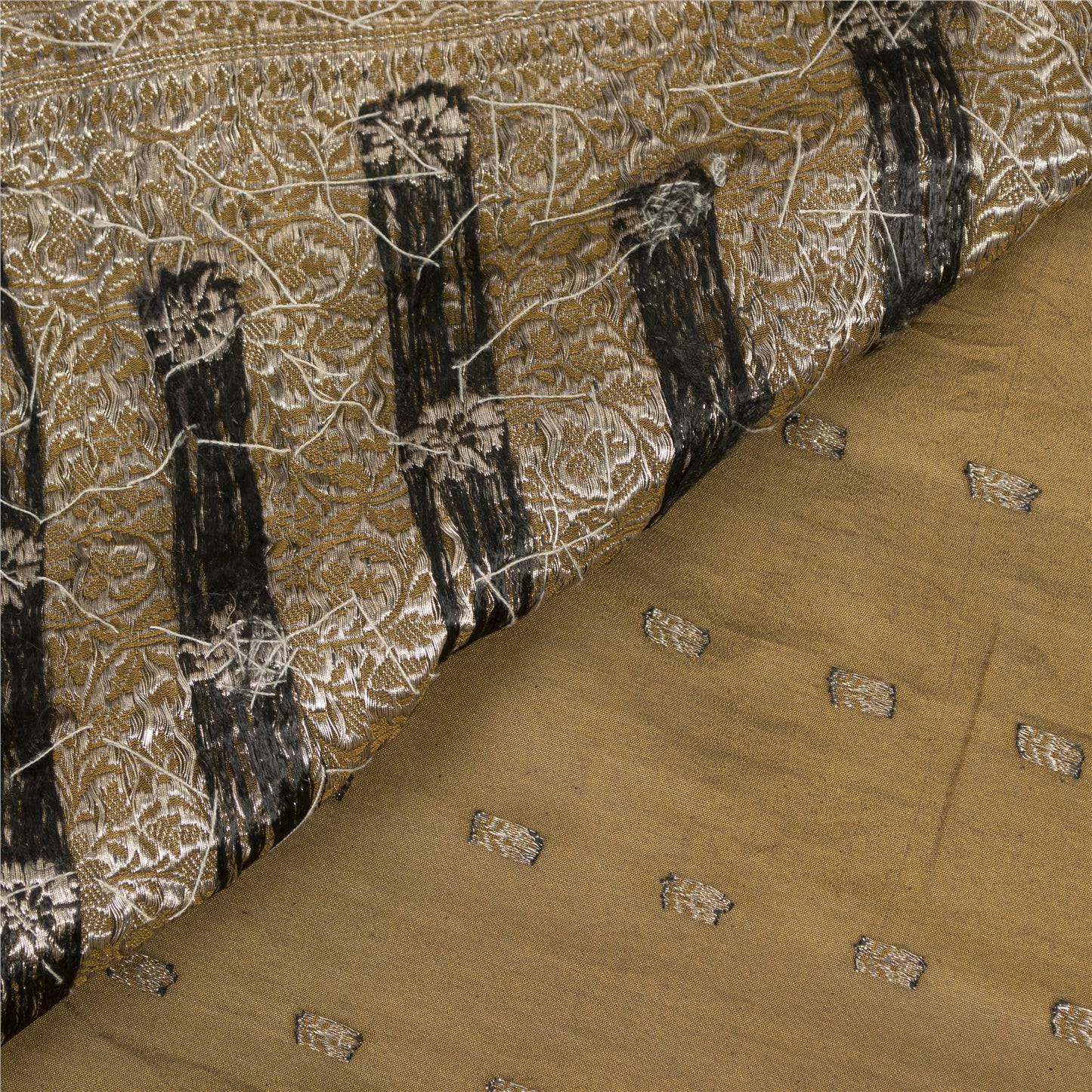 Sanskriti Vintage Sarees Banarasi Brocade Zari Woven Bead Blend Silk Sari Fabric