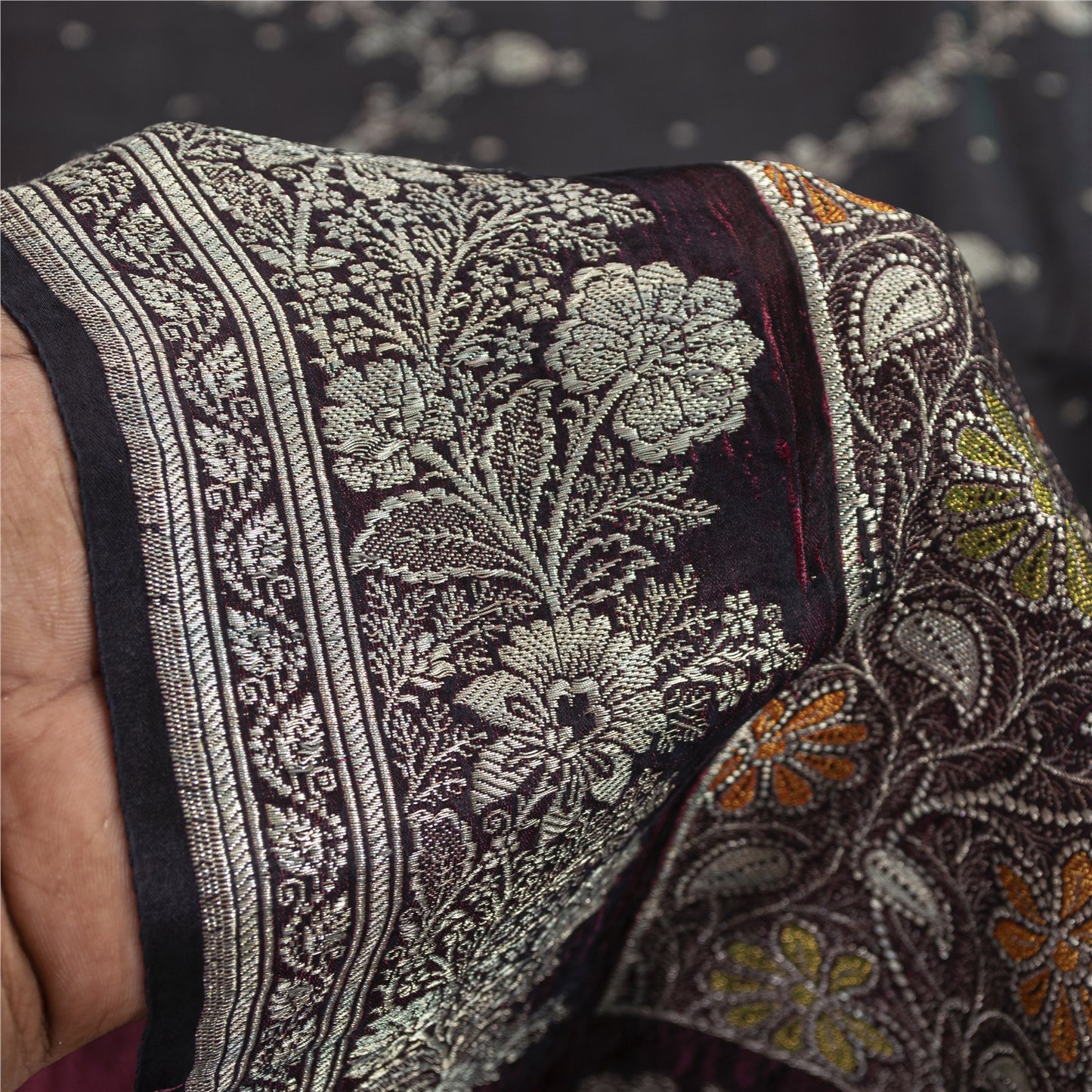 Sanskriti Vintage Sarees Wine Banarasi Brocade Zari Woven Pure Silk Sari Fabric