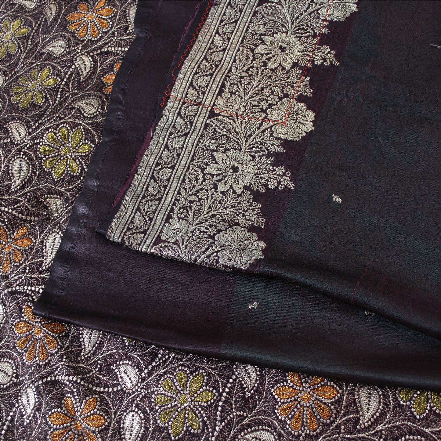 Sanskriti Vintage Sarees Wine Banarasi Brocade Zari Woven Pure Silk Sari Fabric