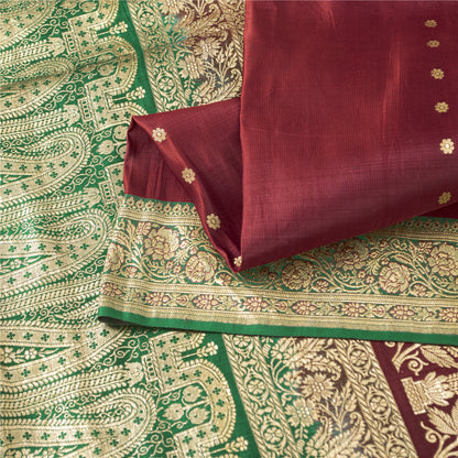 Sanskriti Vintage Red Sarees Pure Silk Zari Woven Brocade Banarasi 5+YD Sari