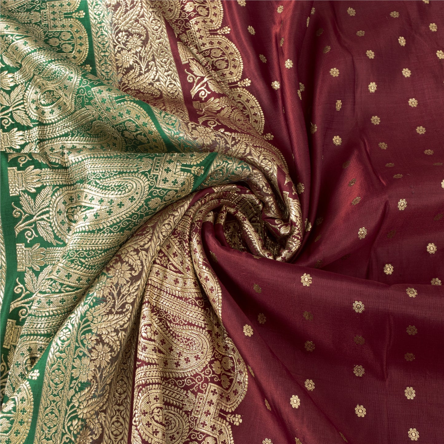 Sanskriti Vintage Red Sarees Pure Silk Zari Woven Brocade Banarasi 5+YD Sari