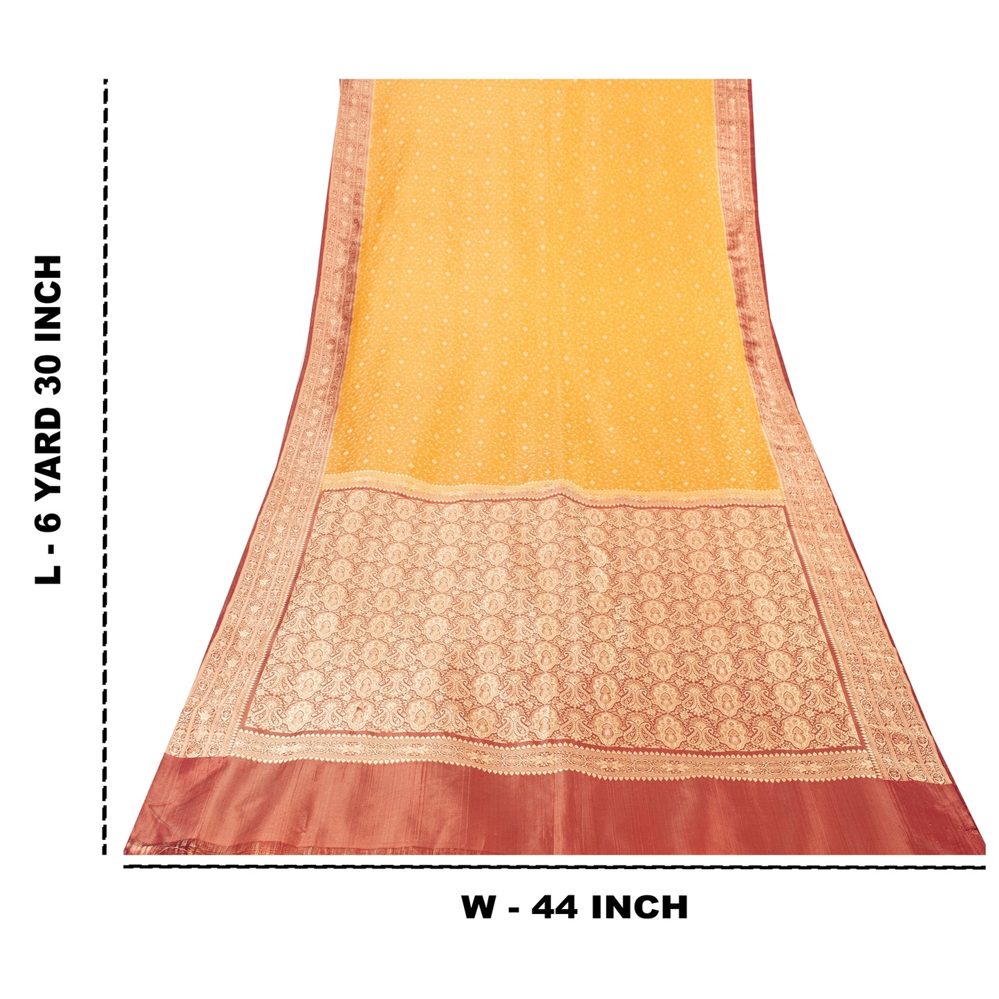 Sanskriti Vintage Yellow Sarees Pure Silk Woven IndianBrocade Banarasi 6+YD Sari