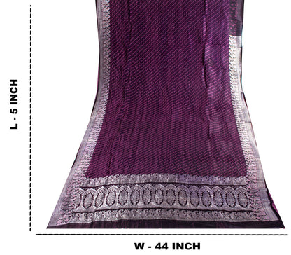 Sanskriti Vintage Purple Pure Satin Saree Banarasi Brocade Zari Hand-Woven Sari