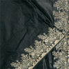 Sanskriti Vintage Sarees BlackBanarasi Brocade Zari Woven Pure Satin Sari Fabric