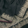 Sanskriti Vintage Sarees BlackBanarasi Brocade Zari Woven Pure Satin Sari Fabric